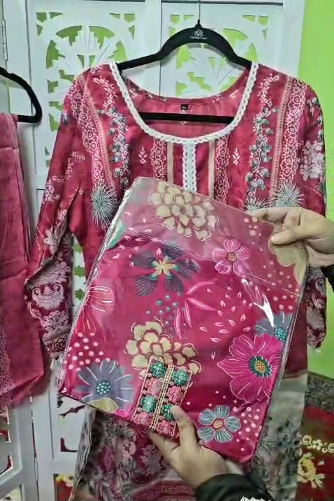 Red kurti set + pink kurti