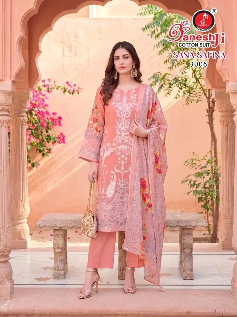 Ganeshji Pinky Peach Cotton Kurti set