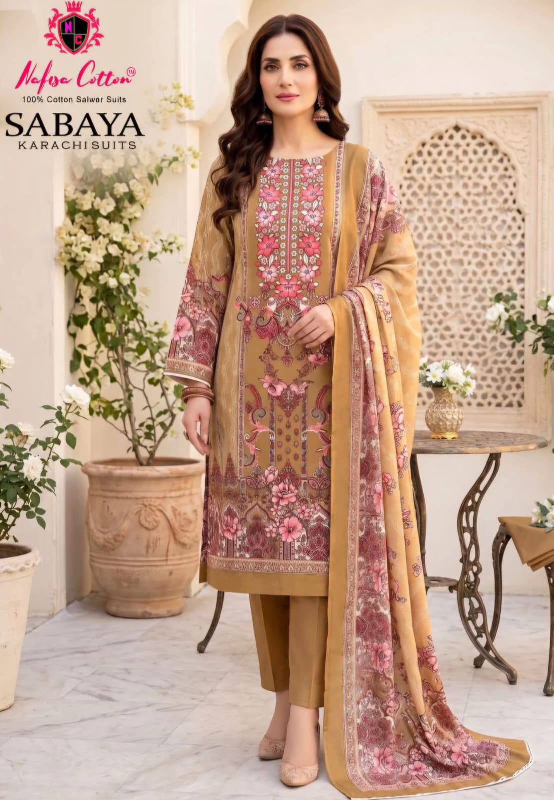 Pakistani Design Kurti Set With Pant & Red Dupatta - Matte yellow