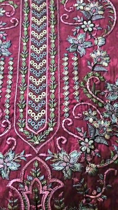 Elegant embroidery red kurti set + Kurti