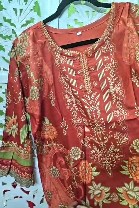 Orange kurti set + floral kurti
