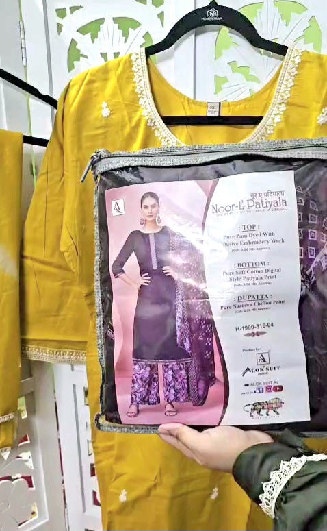 Marigold Kurti set + purple Dress Material