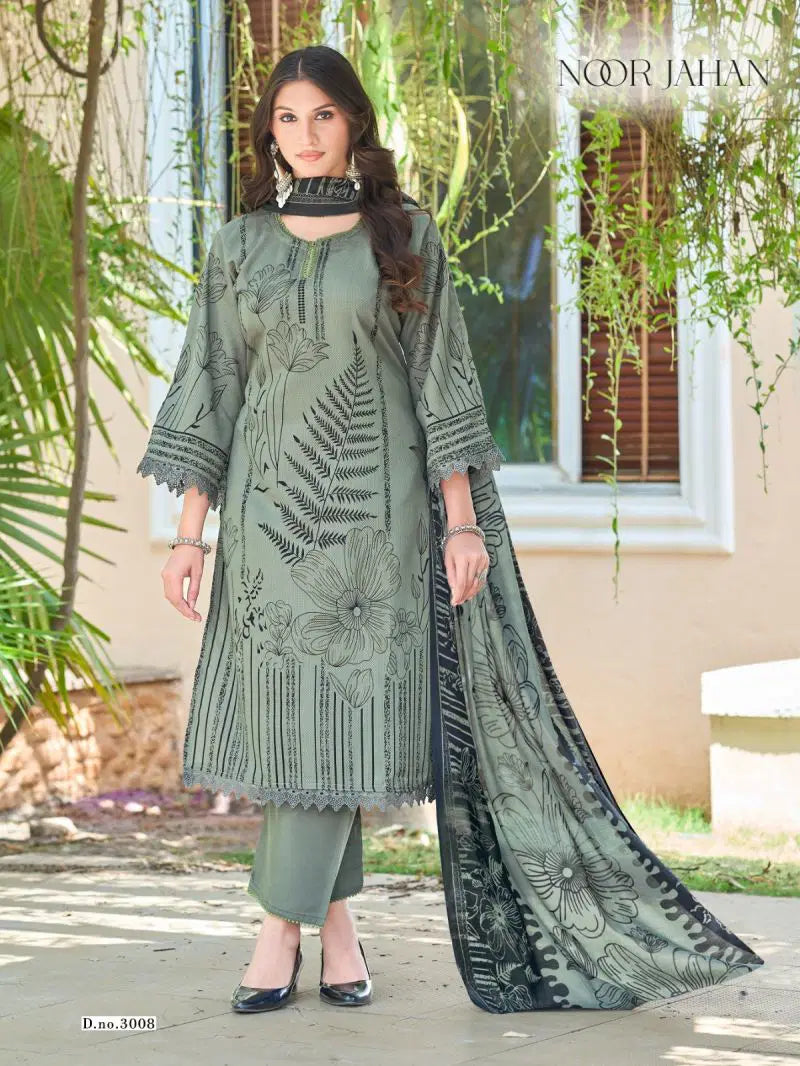 Ganesha - Light green floral print kurti with bottom & pant