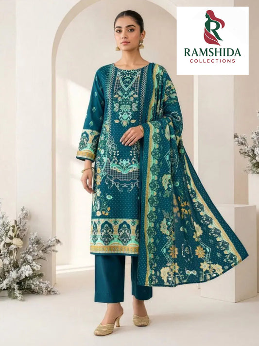 Ganeshji - Blue Cotton Pakistani Kurti With Pant & Dupatta