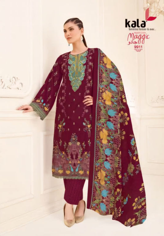 Red printed kurti with bottom & dupatta set