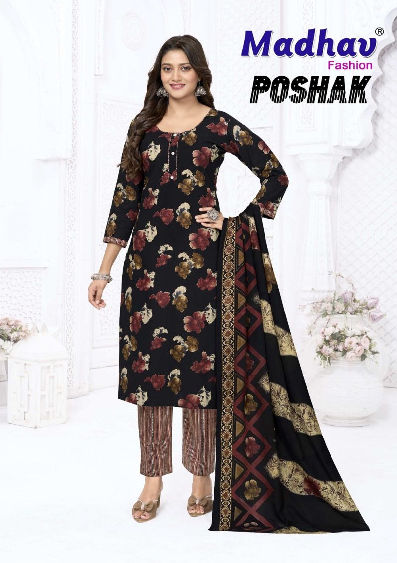 Black floral print kurti with bottom & dupatta