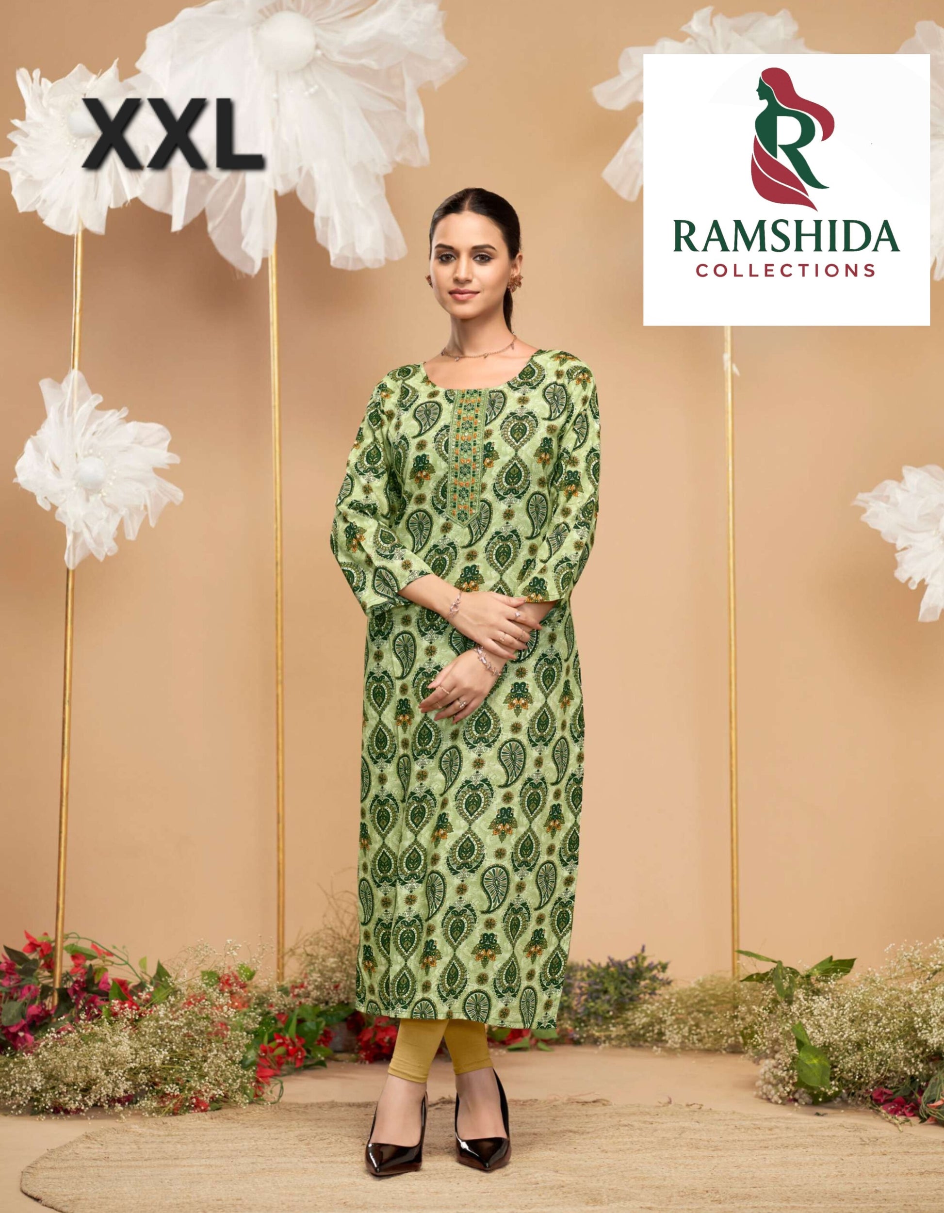 Radhika Green Kurti Readymade - XXL 3pc set (pick any 3)