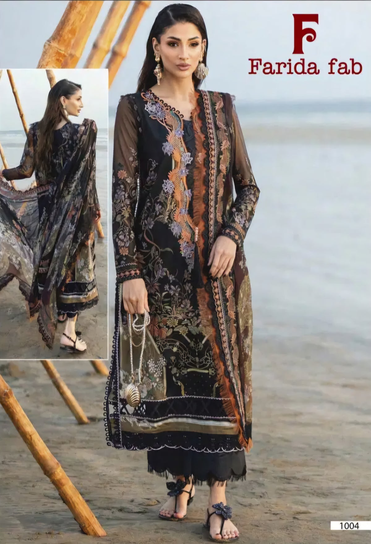 Black Cotton Printed Pakistani Kurti With Pant & Dupatta