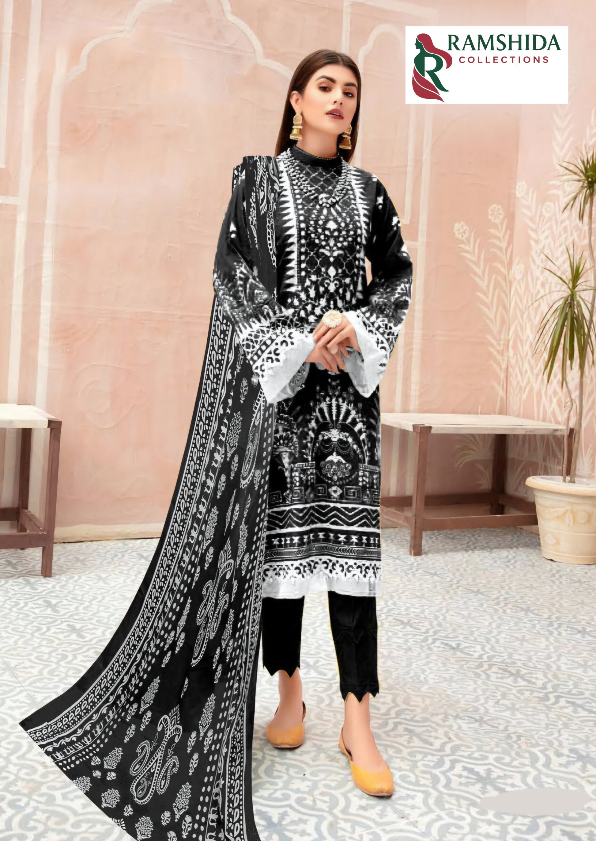 Miss World Black - Dress Material - Unstitched - 2pc set (Pick Any 2)
