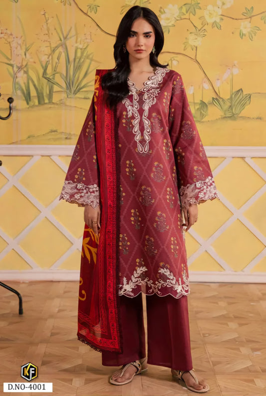 Rosé Heritage Pakistani Kurti, Bottom & Dupatta Set