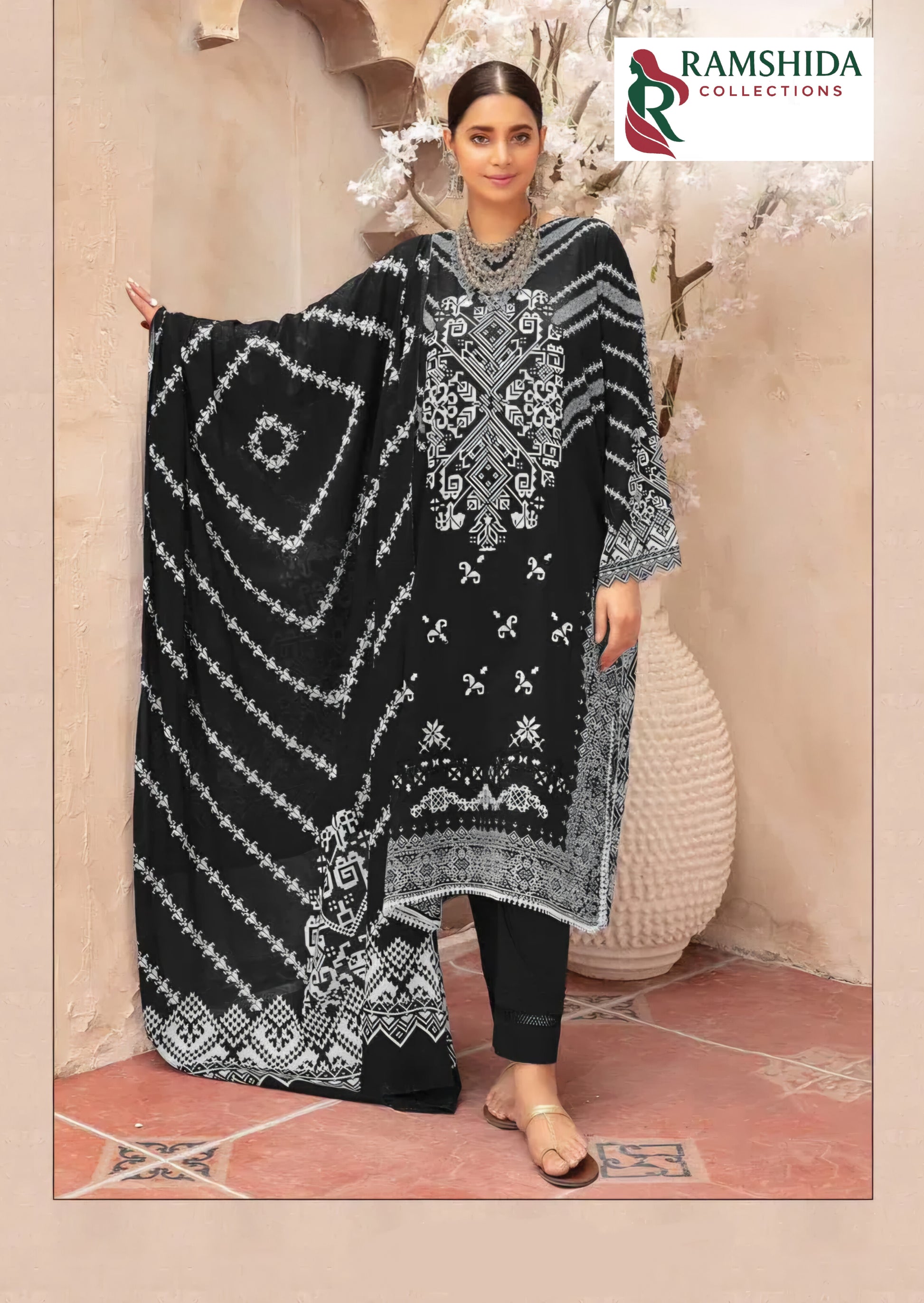 Miss World Black - Dress Material - Unstitched - 2pc set (Pick Any 2)