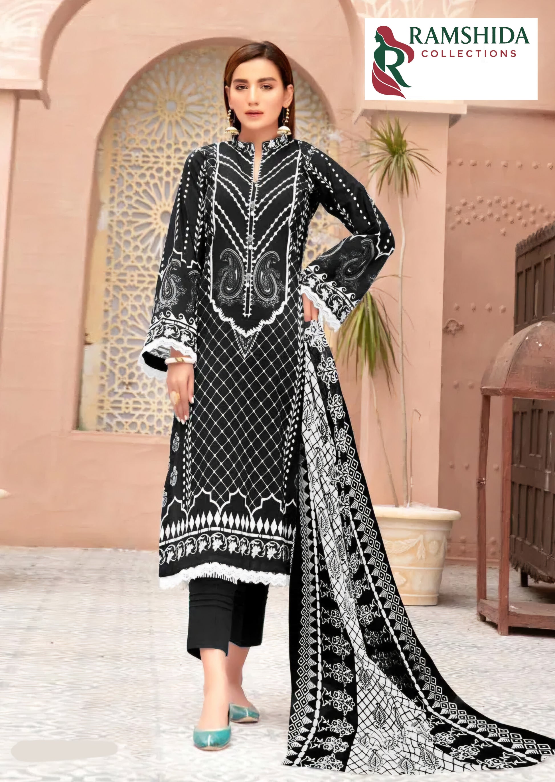 Miss World Black - Dress Material - Unstitched - 2pc set (Pick Any 2)