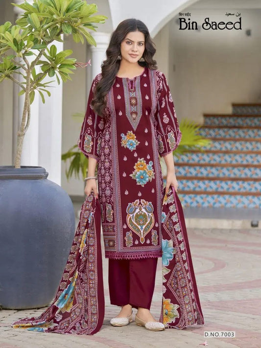 Ganesha Brand - Red Pattern Kurti Set with Pant & Dupatta