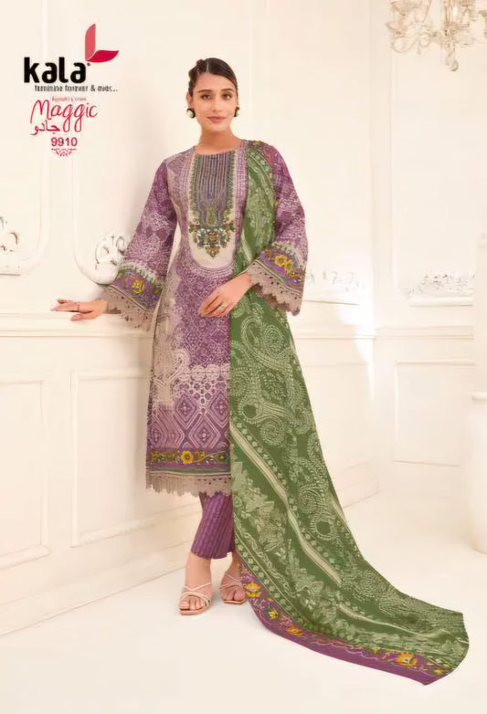 Light purple printed kurti with bottom & dupatta set