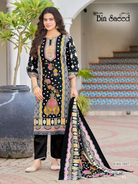 Ganesha Brand - Black Pattern Kurti Set with Pant & Dupatta
