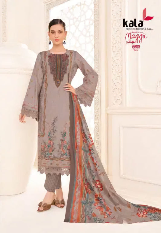 Light Caramel printed kurti with bottom & dupatta set