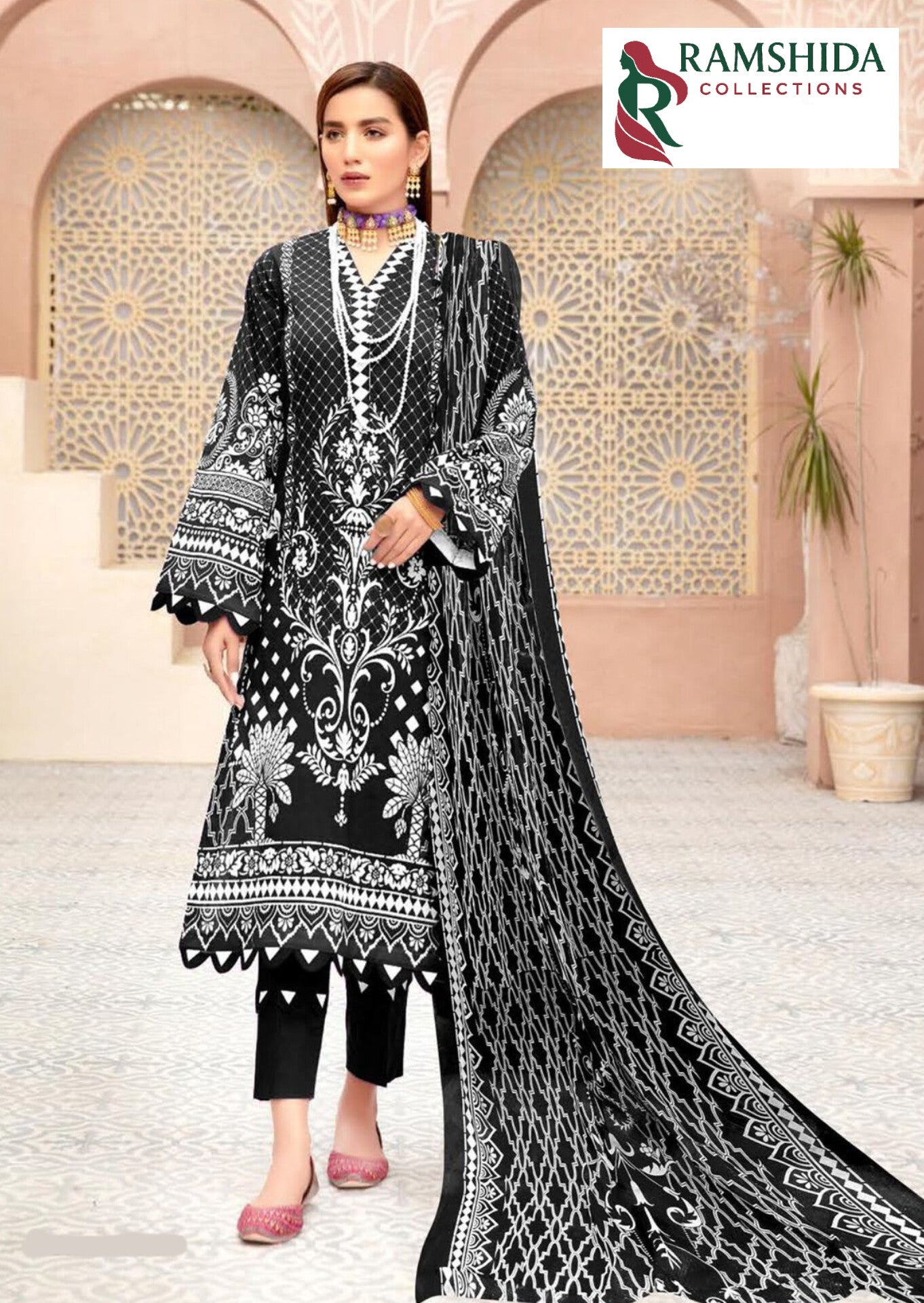 Miss World Black - Dress Material - Unstitched - 2pc set (Pick Any 2)