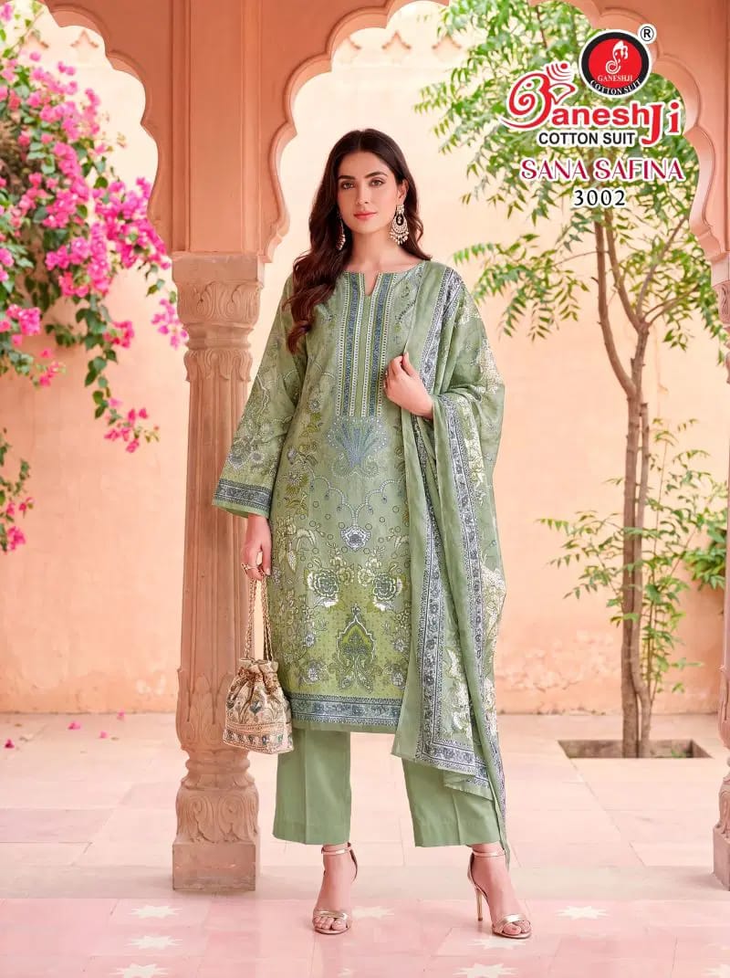 Ganeshji Pista Colour Cotton Kurti set