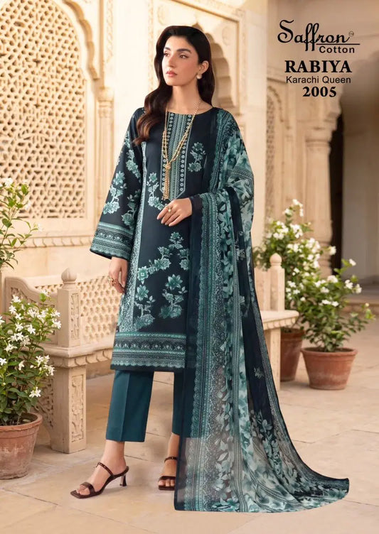 Mystic Teal Pakistani kurti with bottom & dupatta set