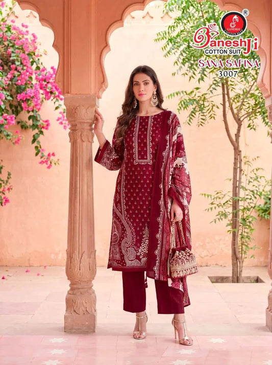 Ganeshji Deep Red Cotton Kurti set