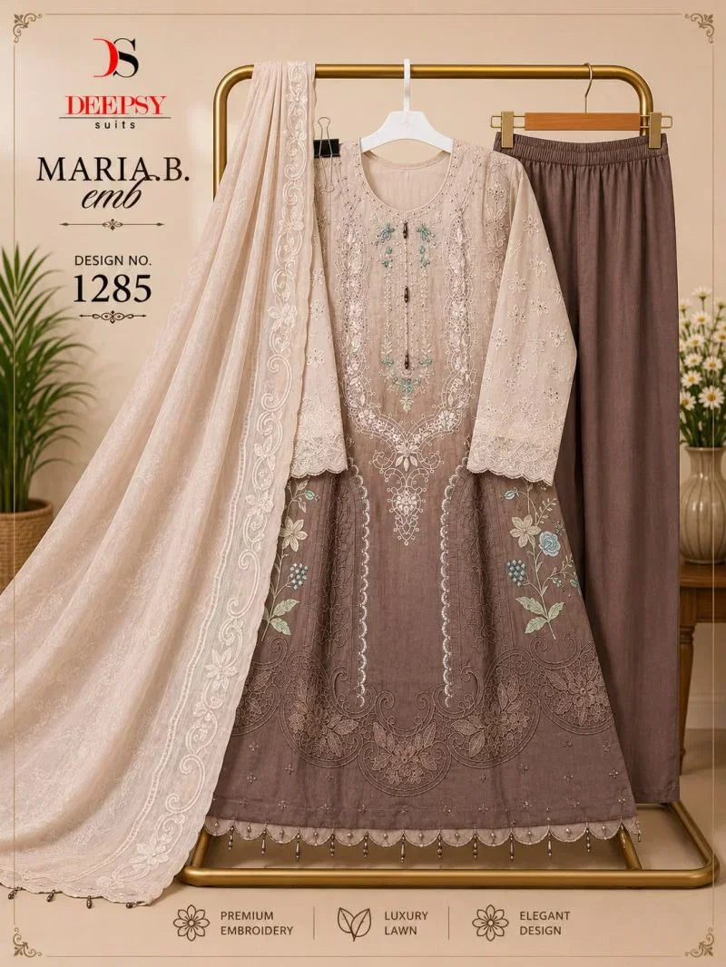 Deepsy - Pakistani design, pure Indian cotton, Beige & Brown