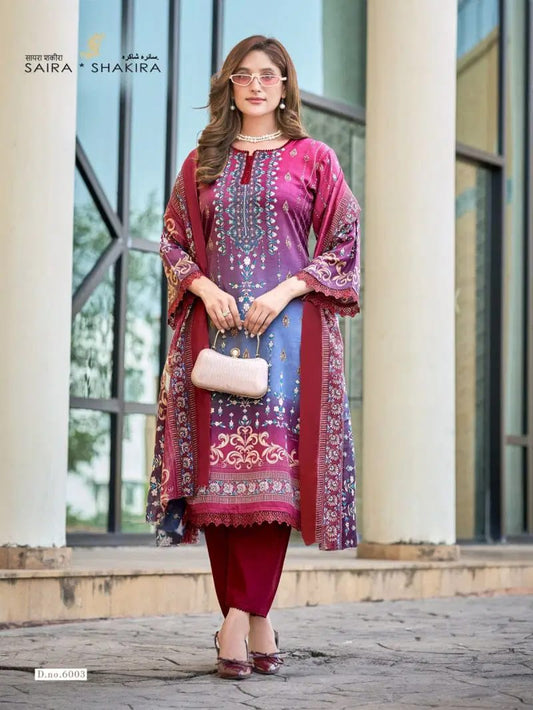 Ganesha - Gorgeous maroon gradient patterned kurti with pant & dupatta